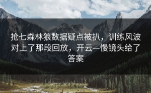 抢七森林狼数据疑点被扒，训练风波对上了那段回放，开云—慢镜头给了答案